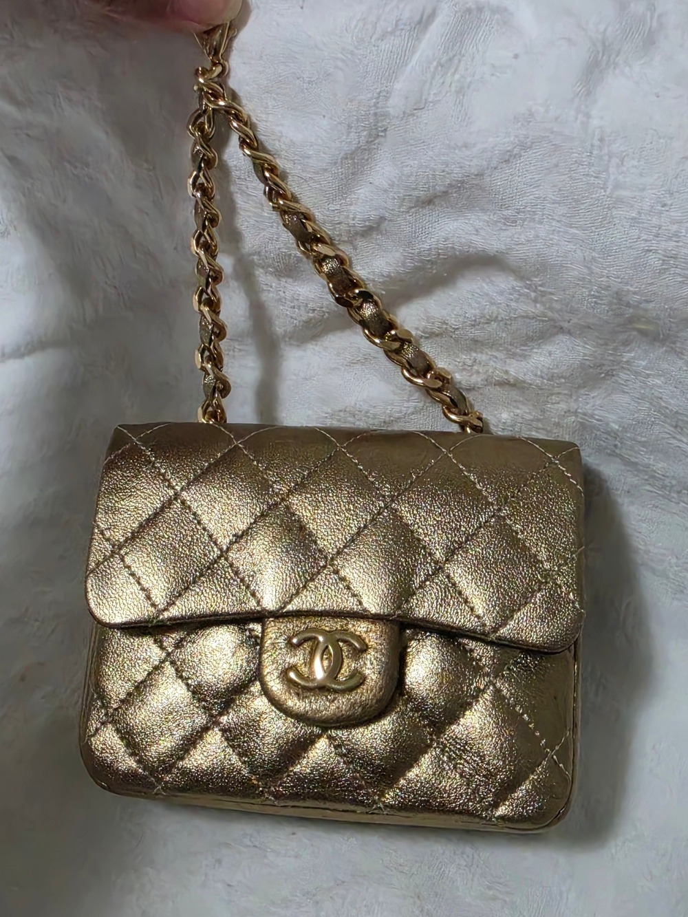 CHANEL Gold Metallic Lambskin Mini Flap Bag ENTRUPY CERTIFIED